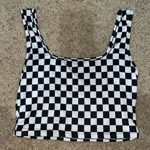 black/white checkered crop